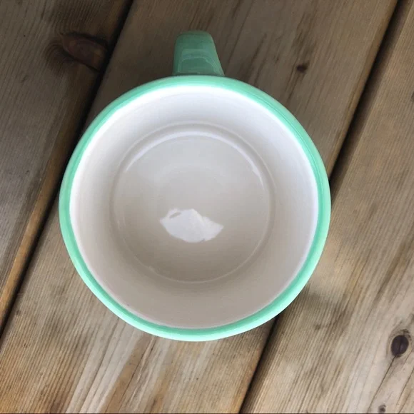 Anthropologie Hand Painted Letter A Coffee Mug Cup Monogram Green - Picture 4 of 5